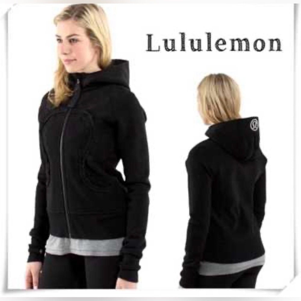 Lululemon Black Reversible Scuba Hoodie -fleece lined Size 6 EUC​